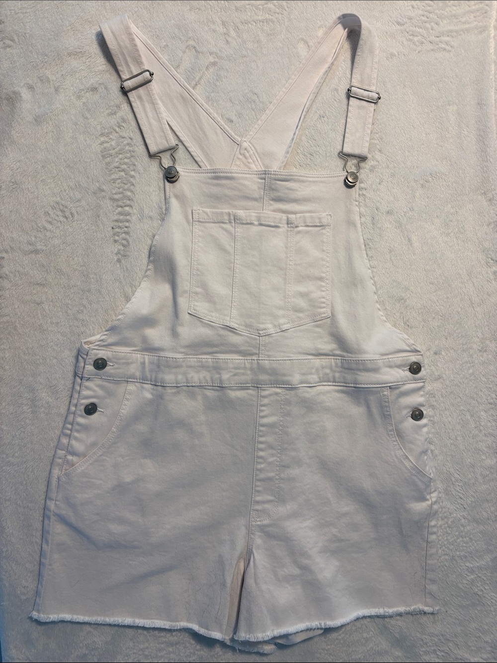 No Boundaries White Denim Short Overalls